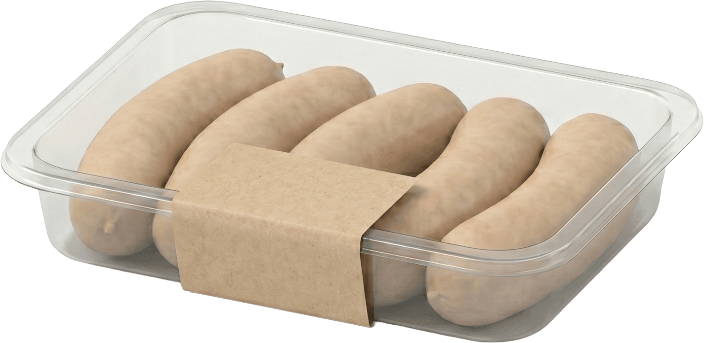 Packaged novel protein bratwurst